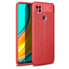 Teleplus Xiaomi Redmi 9C Deri Dokulu Nano Ekran Koruyucu Siyah Silikon Cep Telefonu Kılıf