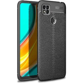 Teleplus Xiaomi Redmi 9C Deri Dokulu Nano Ekran Koruyucu Siyah Silikon Cep Telefonu Kılıf