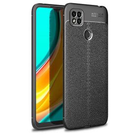 Teleplus Xiaomi Redmi 9C Deri Dokulu Nano Ekran Koruyucu Siyah Silikon Cep Telefonu Kılıf