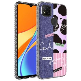 Teleplus Xiaomi Redmi 9C Desenli Elegans Serisi Silikon Mor Kılıf