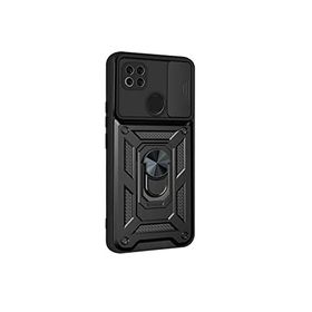 Teleplus Xiaomi Redmi 9C Kamera Korumalı Yüzüklü Tank Pars Silikon Siyah Kılıf