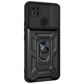 Teleplus Xiaomi Redmi 9C Kamera Korumalı Yüzüklü Tank Pars Silikon Siyah Kılıf