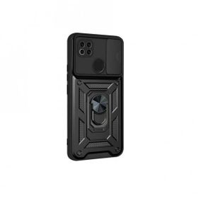 Teleplus Xiaomi Redmi 9C Kamera Korumalı Yüzüklü Tank Pars Silikon Siyah Kılıf