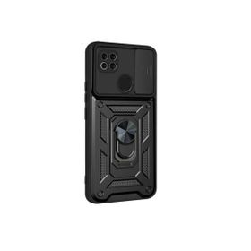 Teleplus Xiaomi Redmi 9C Kamera Korumalı Yüzüklü Tank Pars Silikon Siyah Kılıf