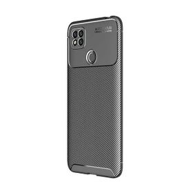 Teleplus Xiaomi Redmi 9C Negro Karbon Dokulu Silikon Lacivert Kılıf + Nano Glass Ekran Koruyucu