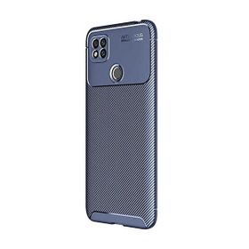 Teleplus Xiaomi Redmi 9C Negro Karbon Dokulu Silikon Lacivert Kılıf + Nano Glass Ekran Koruyucu