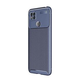 Teleplus Xiaomi Redmi 9C Negro Karbon Dokulu Silikon Lacivert Kılıf + Nano Glass Ekran Koruyucu