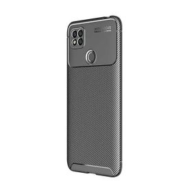 Teleplus Xiaomi Redmi 9C Negro Karbon Dokulu Silikon Lacivert Kılıf + Nano Glass Ekran Koruyucu
