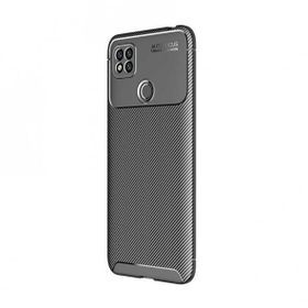 Teleplus Xiaomi Redmi 9C Negro Karbon Dokulu Silikon Lacivert Kılıf + Nano Glass Ekran Koruyucu
