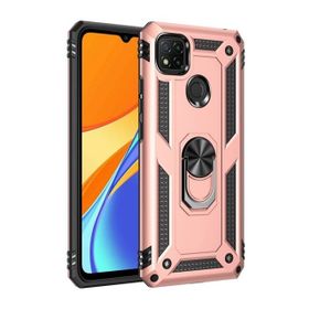 Teleplus Xiaomi Redmi 9C Vega Yüzüklü Çift Katmanlı Tank Kapak Rose Gold Kılıf