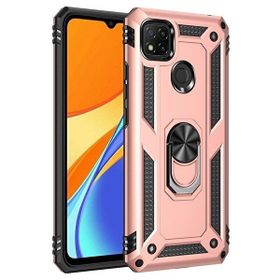 Teleplus Xiaomi Redmi 9C Vega Yüzüklü Çift Katmanlı Tank Kapak Rose Gold Kılıf