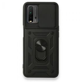 Teleplus Xiaomi Redmi 9T Kamera Korumalı Yüzüklü Tank Pars Silikon Siyah Kılıf
