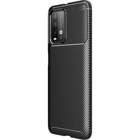 Teleplus Xiaomi Redmi 9t Karbon Dokulu Siyah Nano Ekran Koruyucu Silikon Cep Telefonu Kılıf