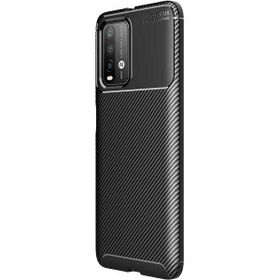Teleplus Xiaomi Redmi 9t Karbon Dokulu Siyah Nano Ekran Koruyucu Silikon Cep Telefonu Kılıf