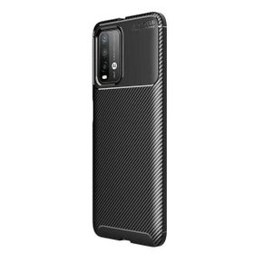 Teleplus Xiaomi Redmi 9t Karbon Dokulu Siyah Nano Ekran Koruyucu Silikon Cep Telefonu Kılıf