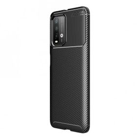 Teleplus Xiaomi Redmi 9t Karbon Dokulu Siyah Nano Ekran Koruyucu Silikon Cep Telefonu Kılıf
