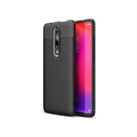 Teleplus Xiaomi Redmi K20 Deri Dokulu Nano Ekran Koruyucu Siyah Uyumlu Silikon Kılıf