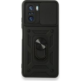 Teleplus Xiaomi Redmi K40 Kamera Korumalı Yüzüklü Tank Pars Silikon Siyah Kılıf