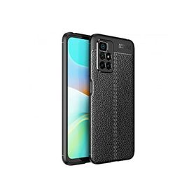 Teleplus Xiaomi Redmi Note 10 Pro Deri Dokulu Silikon Siyah Nano Ekran Koruyucu Cep Telefonu Kılıfı