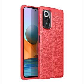 Teleplus Xiaomi Redmi Note 10 Pro Deri Dokulu Silikon Siyah Nano Ekran Koruyucu Cep Telefonu Kılıfı