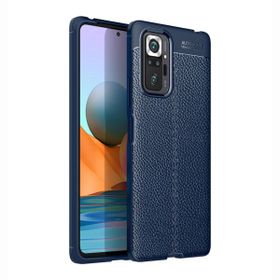 Teleplus Xiaomi Redmi Note 10 Pro Deri Dokulu Silikon Siyah Nano Ekran Koruyucu Cep Telefonu Kılıfı