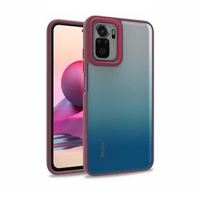 Teleplus Xiaomi Redmi Note 10 Renkli Bumper Hybrid Flora Silikon Kırmızı Kılıf