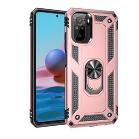 Teleplus Xiaomi Redmi Note 10 Vega Yüzüklü Çift Katmanlı Tank Kapak Nano Ekran Koruyucu Rose Gold Kılıf
