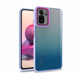 Teleplus Xiaomi Redmi Note 10S Renkli Bumper Hybrid Flora Silikon Lacivert Kılıf