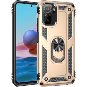 Teleplus Xiaomi Redmi Note 10s Vega Yüzüklü Çift Katmanlı Tank Kapak Gold Kılıf + Nano Ekran Koruyucu
