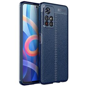 Teleplus Xiaomi Redmi Note 11 5G Kamera Korumalı Deri Dokulu Silikon Lacivert Kılıf