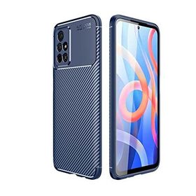 Teleplus Xiaomi Redmi Note 11 5G Kamera Korumalı Karbon Dokulu Silikon Lacivert Kılıf