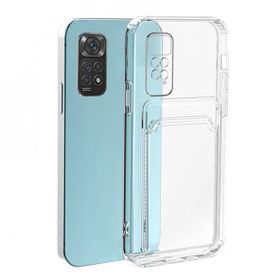 Teleplus Xiaomi Redmi Note 11 Global Kamera Korumalı Kartlıklı Silikon Şeffaf Kılıf