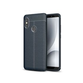 Teleplus Xiaomi Redmi Note 5 Pro Deri Dokulu Silikon Lacivert Kılıf