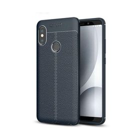 Teleplus Xiaomi Redmi Note 5 Pro Deri Dokulu Silikon Lacivert Kılıf