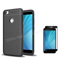 Teleplus Xiaomi Redmi Note 5A Prime Deri Dokulu Silikon Siyah Kılıf