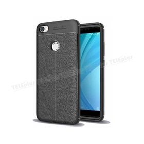 Teleplus Xiaomi Redmi Note 5A Prime Deri Dokulu Silikon Siyah Kılıf