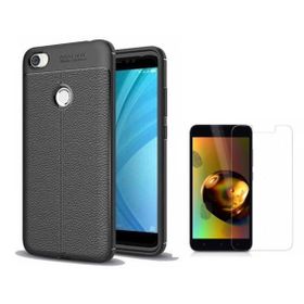 Teleplus Xiaomi Redmi Note 5a Prime Deri Dokulu Silikon Siyah Nano Ekran Koruyucu