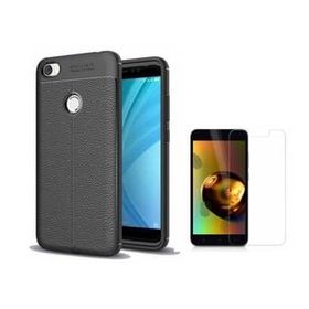 Teleplus Xiaomi Redmi Note 5a Prime Deri Dokulu Silikon Siyah Nano Ekran Koruyucu