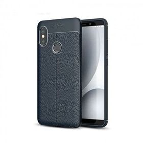 Teleplus Xiaomi Redmi Note 6 Pro Deri Dokulu Lacivert Silikon Kılıf
