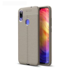 Teleplus Xiaomi Redmi Note 7 Deri Dokulu Silikon Siyah Nano Ekran Koruyucu Cep Telefonu Kılıfı