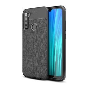 Teleplus Xiaomi Redmi Note 8 Deri Dokulu Silikon Kırmızı Nano Ekran Koruyucu Cep Telefonu Kılıfı