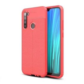 Teleplus Xiaomi Redmi Note 8 Deri Dokulu Silikon Kırmızı Nano Ekran Koruyucu Cep Telefonu Kılıfı