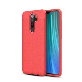 Teleplus Xiaomi Redmi Note 8 Pro Deri Dokulu Silikon Kırmızı Kılıf + Nano Ekran Koruyucu