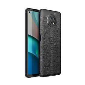 Teleplus Xiaomi Redmi Note 9 5g Deri Dokulu Dizayn Nano Ekran Koruyucu Siyah Silikon Cep Telefonu Kılıf