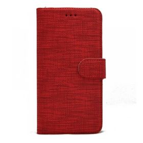 Teleplus Xiaomi Redmi Note 9 Kumaş Spor Standlı Cüzdan Kırmızı Kılıf