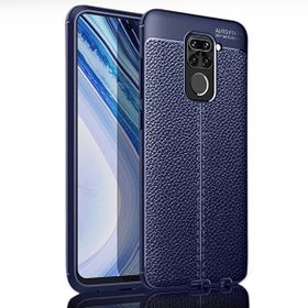 Teleplus Xiaomi Redmi Note 9 Pro 5g Deri Dokulu Dizayn Lacivert Nano Ekran Koruyucu Silikon Kılıf