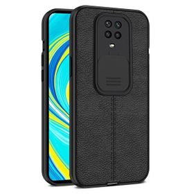 Teleplus Xiaomi Redmi Note 9 Pro Lensi Kamera Korumalı Deri Dokulu Silikon Siyah Kılıf