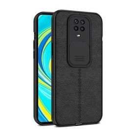 Teleplus Xiaomi Redmi Note 9 Pro Lensi Kamera Korumalı Deri Dokulu Silikon Siyah Kılıf
