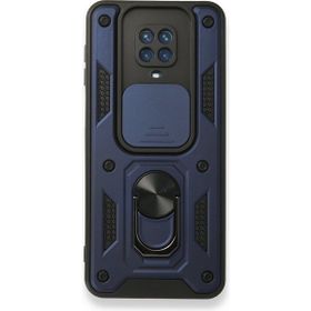Teleplus Xiaomi Redmi Note 9s Kamera Korumalı Yüzüklü Tank Pars Silikon Lacivert Kılıf