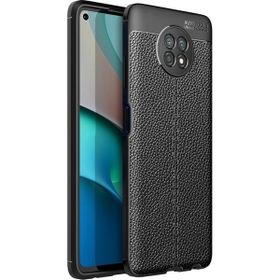 Teleplus Xiaomi Redmi Note 9t Deri Dokulu Dizayn Nano Ekran Koruyucu Siyah Silikon Cep Telefonu Kılıf